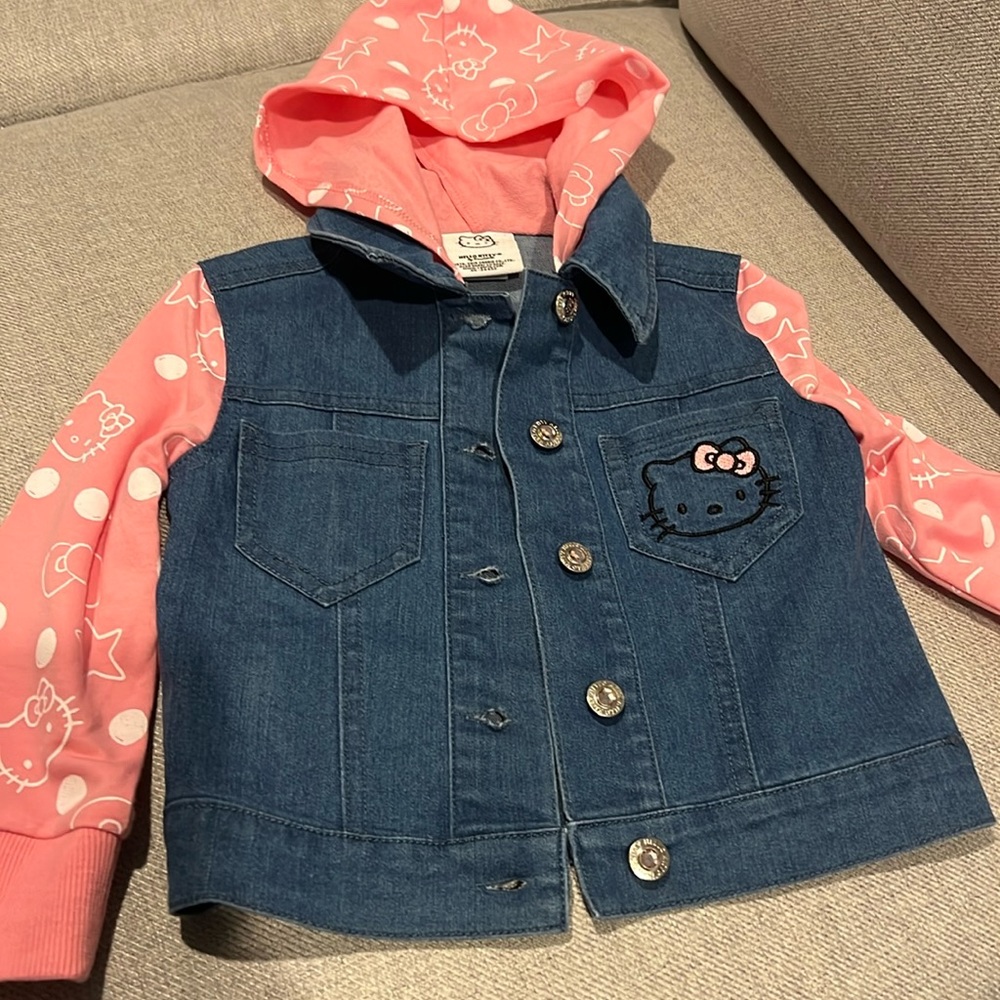 Hello kitty hooded Jean jacket for toddler girl size 2T.